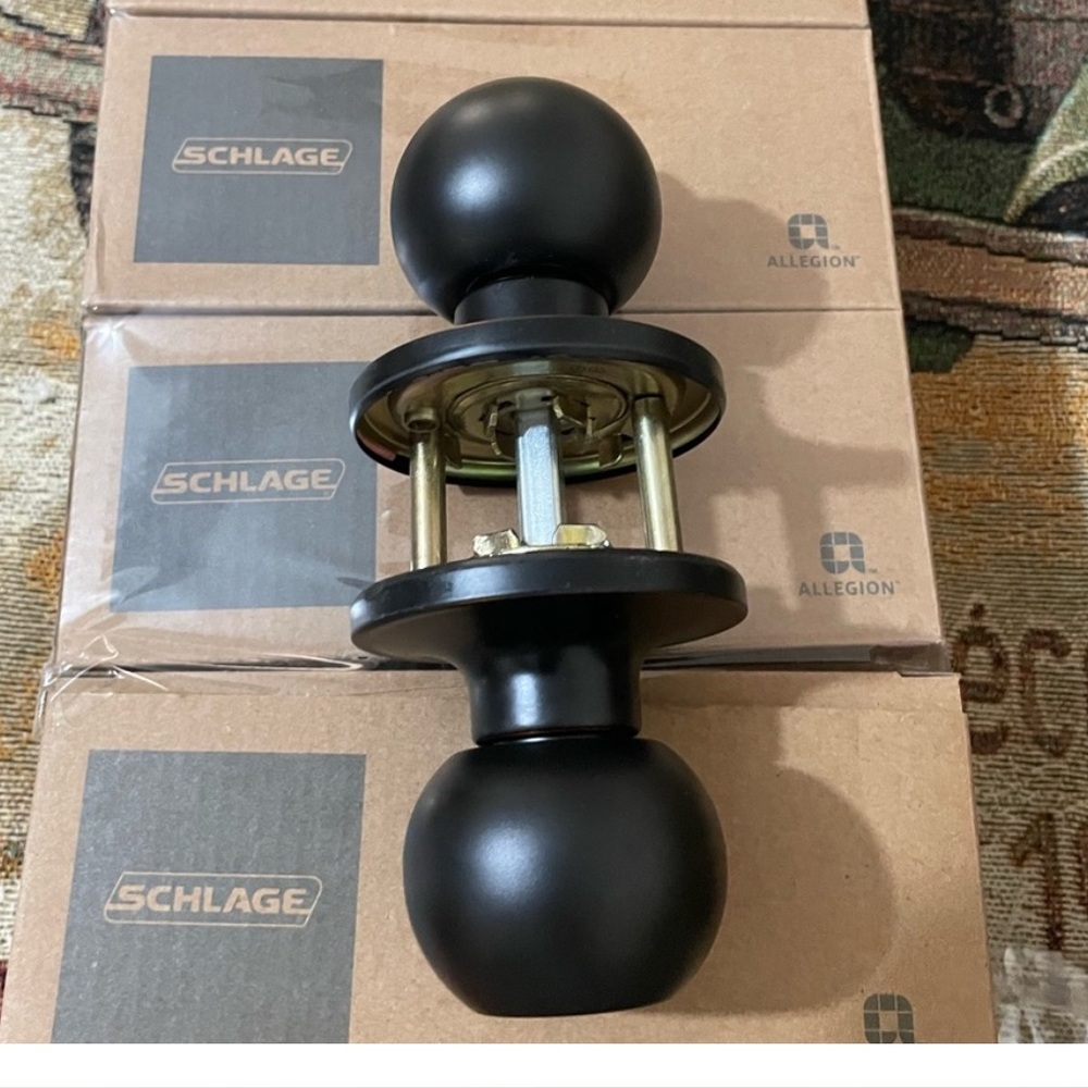 Lot of 3 SCHLAGE Corona Aged Bronze Bed & Bath Door Knob Lock Sets J40 CNA 716